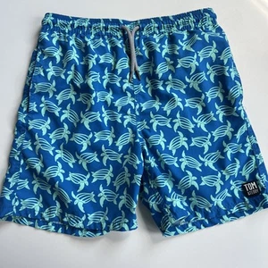 Tom & Teddy Sea Turtle Print Swim Trunks Aqua Blue Boy’s Size 11-12 - Picture 1 of 9