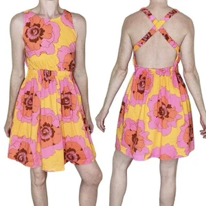 Gap Kids SZ (14-16) Pink Orange Floral Backless Sleeveless Mini Dress - Picture 1 of 8