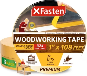 Double Sided Woodworking Tape 1 Inch X 108 Feet (3-Pack), Residue-Free, Removabl - Picture 1 of 12