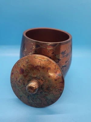 Contenedor decorativo multicolor con tapa acero aluminio cobre Foto 1 de 4