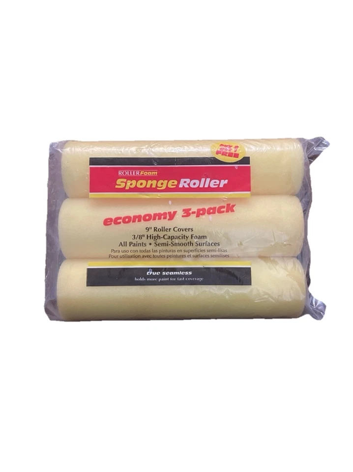 Quali-Tech 9FM038-3PK. "Almohadillas de rodillo de pintura de esponja estándar amarillas. Cubiertas de rodillos de 9""" Foto 1 de 3