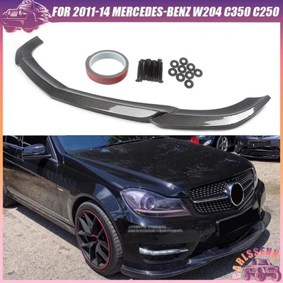 Front Lip Splitter For 2011-14 Mercedes-Benz W204 C350 C250 Sport Carbon Look - Image 1 of 4