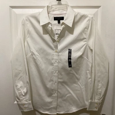 Camisa de vestir Banana Republic Factory cuello L/S abotonada blanca ~ 8P Foto 1 de 4