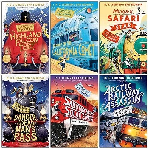 Adventures on Trains Series 6 Books Collection Set by M. G. Leonard,Sam Sedgman