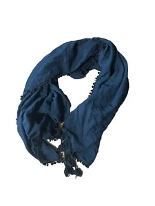 Chan Luu 100% Cotton Scarf Black With Tassles - Picture 1 of 7