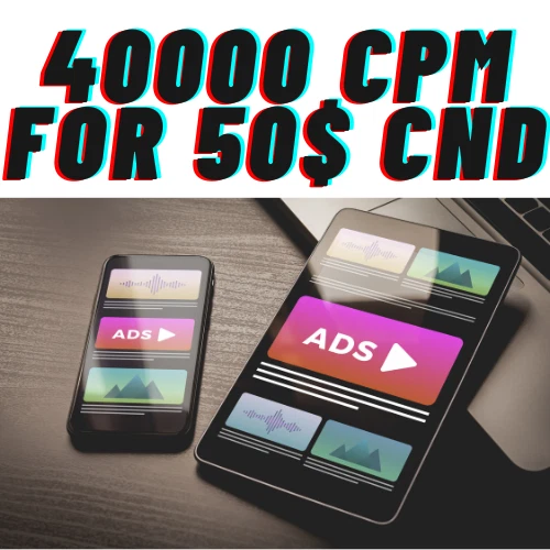 Online Banner Advertisement 40000 Cost Per Miles Views (CPM) for 50$ CND JPG PNG - Image 1 of 1