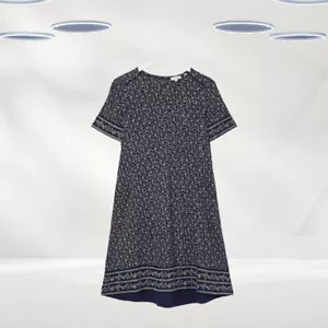 Ex Fat Face Women’s Simone Jersey Wave Dot Dress in Blue (Defect) - Picture 1 of 3