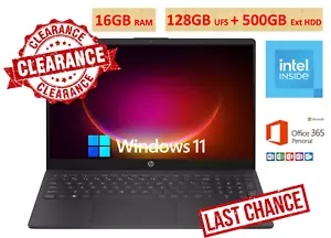 2024 HP Laptop Computer 15.6" HD Notebook Intel Processor 16GB 628GB Storage - Picture 1 of 7