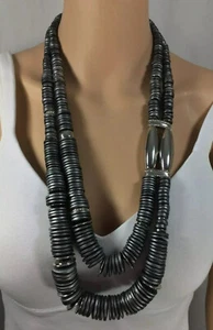 Chico's large double strand Dark Grey necklace NWT - Picture 1 of 11