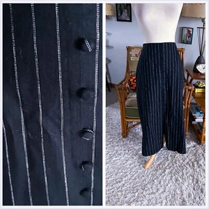 Retro Skirt Pinstripes Pencil Black White Banana Republic L XL 12 Linen NWT - Picture 1 of 7