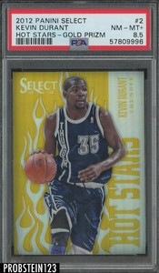 2012-13 Panini Select Gold Prizm Hot Stars #2 Kevin Durant Thunder 6/10 PSA 8.5