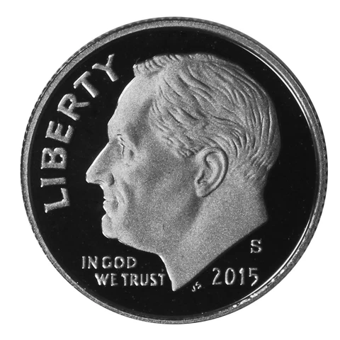 2015 S Roosevelt Dime 10c Gem Deep Cameo Proof 90% Silver US Coin Cover