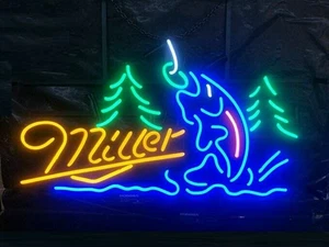 Handmade Miller Lite Fishing Get Hooked FishReal Neon Sign Beer Bar Light Decor - Bild 1 von 1