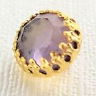 1986 Amethyst Rhinestone Gold Metal Shank Button The Collection by La Mode NOS