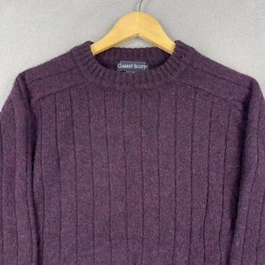 Garrett Scott Sweater Men's Large Purple Knit Pullover Classic Grandpa Solid - Picture 1 of 12