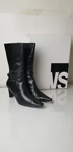 VS Black Leather Women's Boots Size 8 - Picture 1 of 11