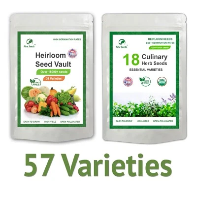 传家宝蔬菜种子和草本种子57种 - 超过25,000粒种子 — 第 1/4 张图片