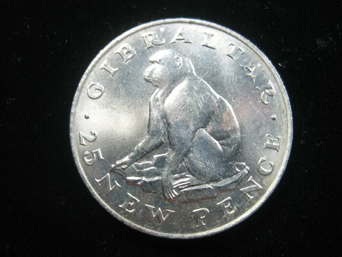 GIBRALTAR 25 PENCE 1971 BARBARY APE MONKEY 3870# MONEY COIN Cover