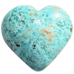 Charged Top-Grade Turquoise Crystal Puffy Heart / Palm Stone + Selenite Heart - Picture 1 of 6