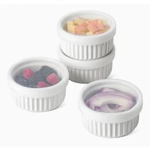 Tazones de aliento Le Tauci Ramekin con tapas de silicona, juego de 4, blancos, 8 oz. - Imagen 1 de 14