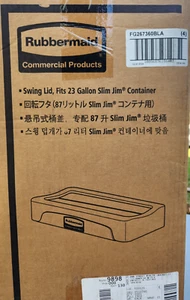 (4 PK) Rubbermaid FG267360BLA Slim Jim Black Drop Shot Rectangular Trash Can Lid - Picture 1 of 5