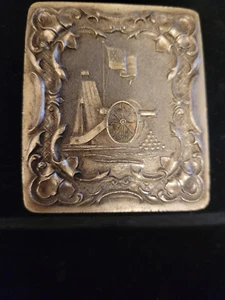 Fibbia cintura Bergamotto Brass Works 1975 guerra civile patriottica forte cannone bandiera - Foto 1 di 4