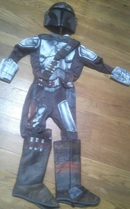 Rubies Star Wars The Mandalorian Costume Boy  Sz 5-6 Padded Jumpsuit & Mask - Picture 1 of 2