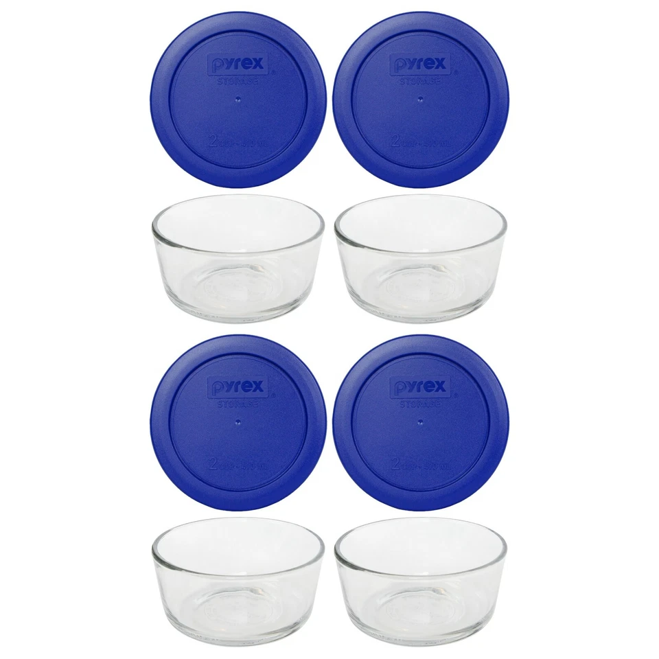 Lovely Pyrex 7201 Designer Seaglass 4 Cup Glass Oven Safe Bowl w/ Teal Blue Lid