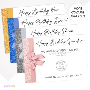 Personalised Scratch Card Reveal Voucher For Birthday Surprise Ticket Gift Idea - Picture 1 of 18