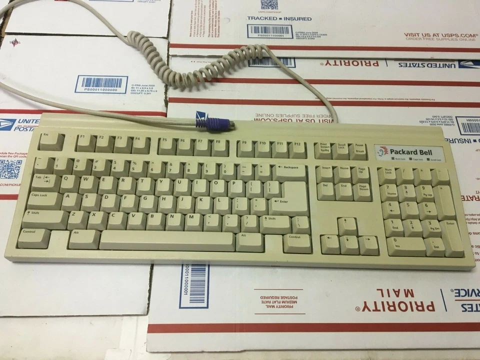 Packard Bell Keyboard Model 5130 Vintage Mechanical 90's PS/2 Connector - Image 1 of 4