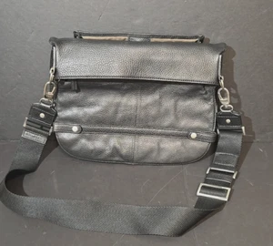 Bosca Black Tribeca Expandable Messenger Bag 15” x 14” x 1”- 7” - Picture 1 of 23