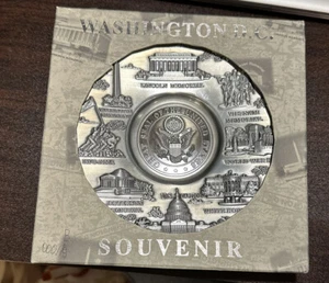 Great Seal Of The United States Plate Silver Pewter Metal Lincoln Memorial Eagle - Picture 1 of 3