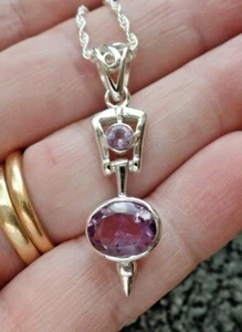 January Birthstone Sterling Silver and Purple Amethyst Necklace - Picture 1 of 6