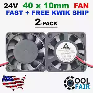 24V 40mm Cooling Case Fan 4010 40x40x10mm DC RepRap 3D Printer 2-Pin 2 Pcs B20 - Picture 1 of 5
