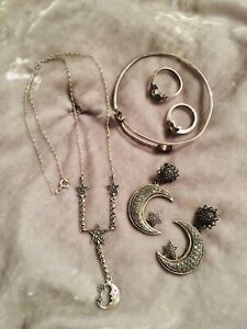 🌙⭐️Vintage Sterling Silver Marcasite Moon & Stars Jewelry Lot⭐️🌙