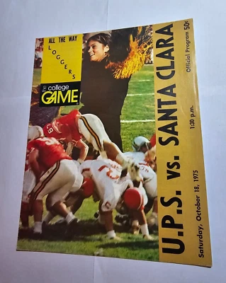 1975 PUGET SOUND vs SANTA CLARA COLLEGE FOOTBALL PROGRAM LOGGERS BRONCOS UPS - Image 1 of 4