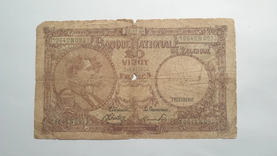 Belgium  20 francs 1944 - Image 1 of 3