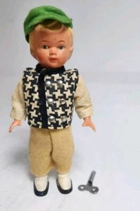 Vintage German Celluloid Mechanical Wind Up Dancing Doll Key & Working Good - Picture 1 of 4