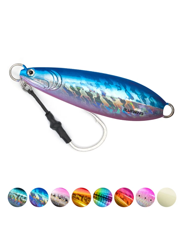 AZUL Plantillas de Pesca de Agua Salada Caída Lenta Lanzamiento Jigging Señuelo con Gancho Vendedor de EE. UU. Foto 1 de 1