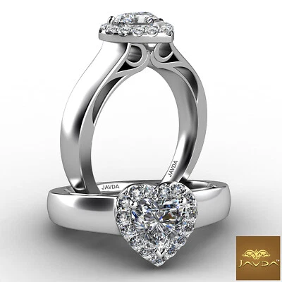 Anillo de compromiso de diamantes con corazón pavé francés con halo de filigrana color GIA G VS1 0,7 quilates Foto 1 de 3