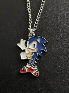 ❤️ COLLANA CIONDOLO CIONDOLO SONIC THE RICCIO SMALTO 16" con catena placcata in argento - Foto 1 di 4