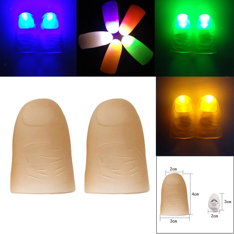 2x Finger Thumbs Light Magic Prop Bar Show Lamp Prank Toy 4 Light Colors - Bild 1 von 1
