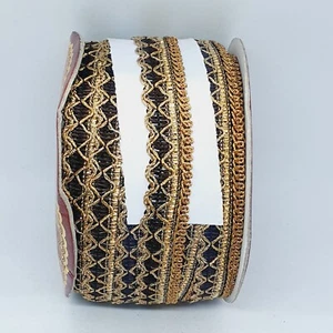 Cinta trenza india marrón y dorada de 15 mm adorno costura  - Imagen 1 de 1