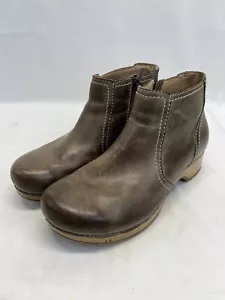 Dansko Womens Barbara Oiled Pull Up Low Ankle Boots Zip Closure Brown Size 39 - Picture 1 of 14