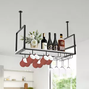 Metal Wine Rack Hanging Stemware Goblet Stand Ceiling Wine Glass Display Holder - Picture 1 of 21