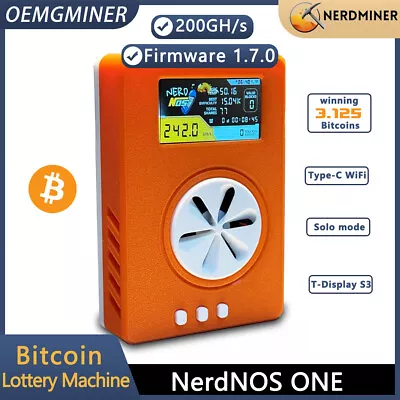 OEMGMINER NerdMiner Nerdnos one 200GH/s Bitcoin Solo Lottery Miner Win 3.125 BTC with USB