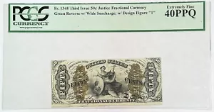 1864-1869 US 50 CENTS FRACTIONAL LADY JUSTICE GREEN BACK NOTE FR#1368 PCGS XF 40 - Picture 1 of 2