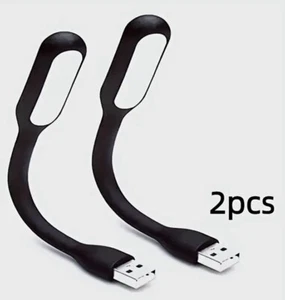 2 x Black Mini LED Night Reading Portable Travel Flexible Lights UK Stock - Picture 1 of 8