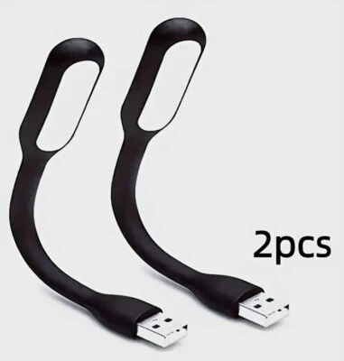 2 x Black Mini LED Night Reading Portable Travel Flexible Lights UK Stock - Image 1 of 4