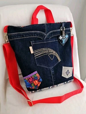 Único Jeans Bandolera Bolso de Hombro Cartera Denim con Bolso Reciclado Dije  Foto 1 de 4